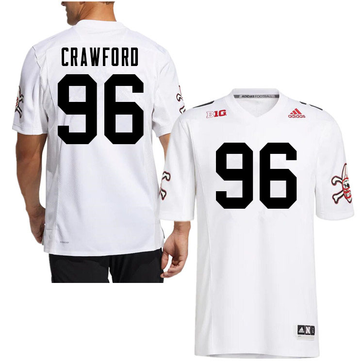 Men #96 Tyler Crawford Nebraska Cornhuskers College Football Jerseys Sale-White Strategy - Click Image to Close